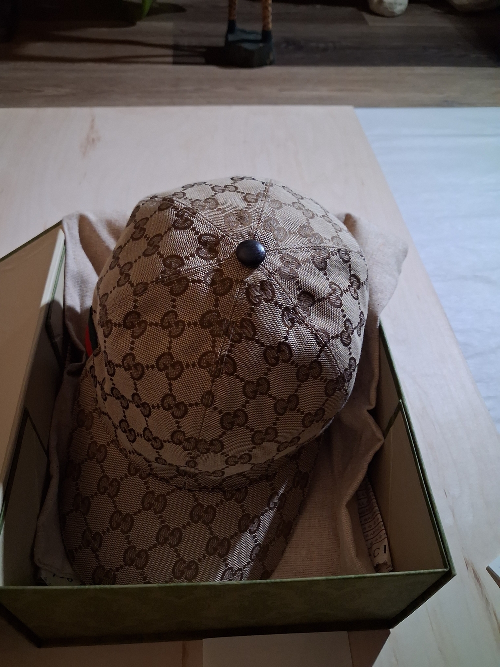 Gucci Brown/Beige GG Canvas Baseball Cap with Black Interior